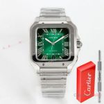 TW Factory Replica Cartier Santos 39.8mm Large Model Green Ombre Dial Steel Watch